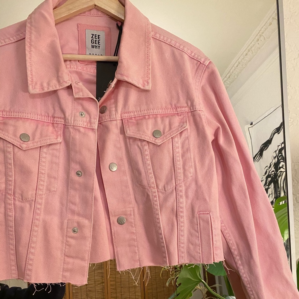💗SOLD💗Zee Gee Why baby pink jean jacket